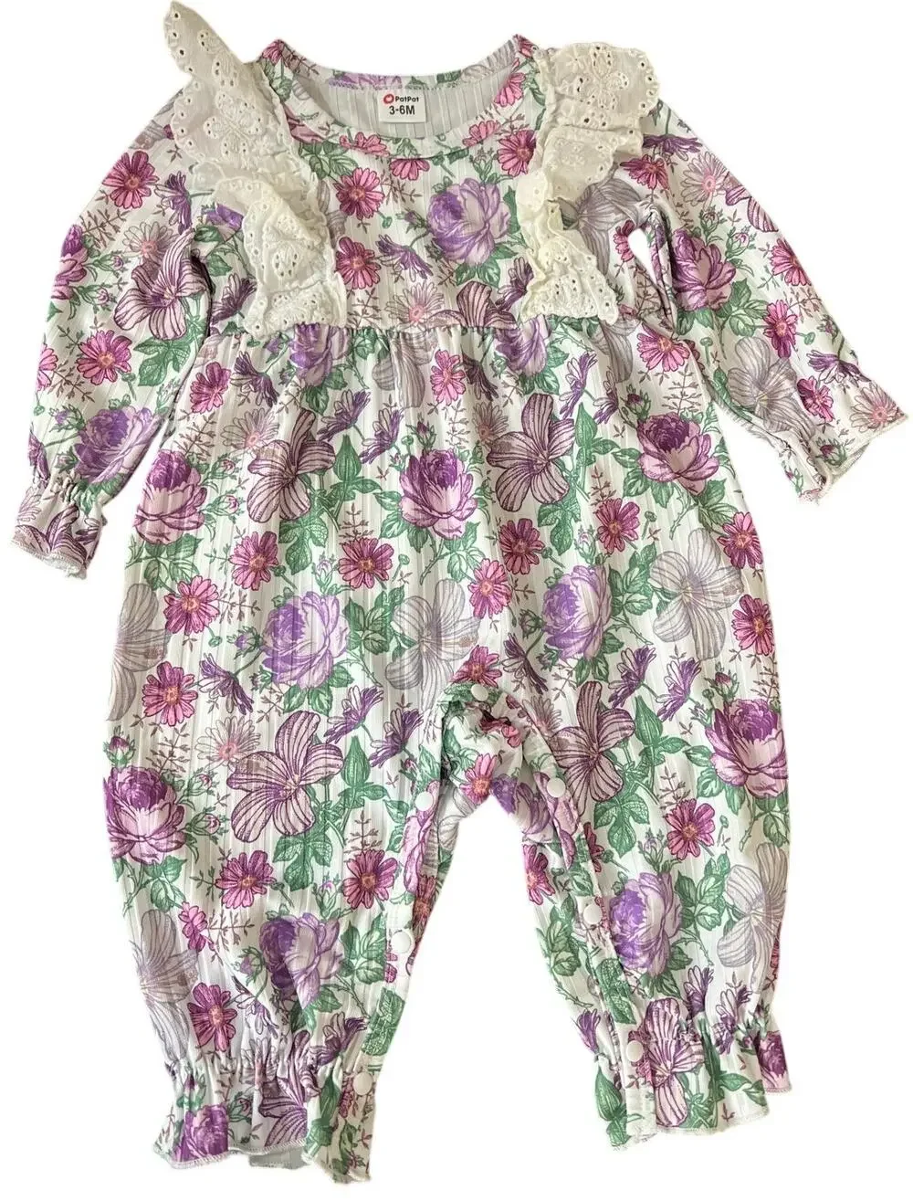 PatPat 3-6M Ruffled One Piece Floral Toddler